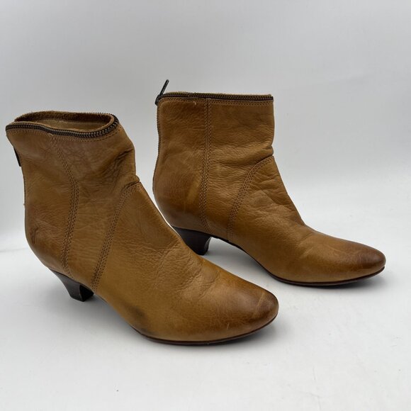 Frye Steffi Zip Short Camel 3477467 Leather Bootie Size 9 - Picture 4 of 12